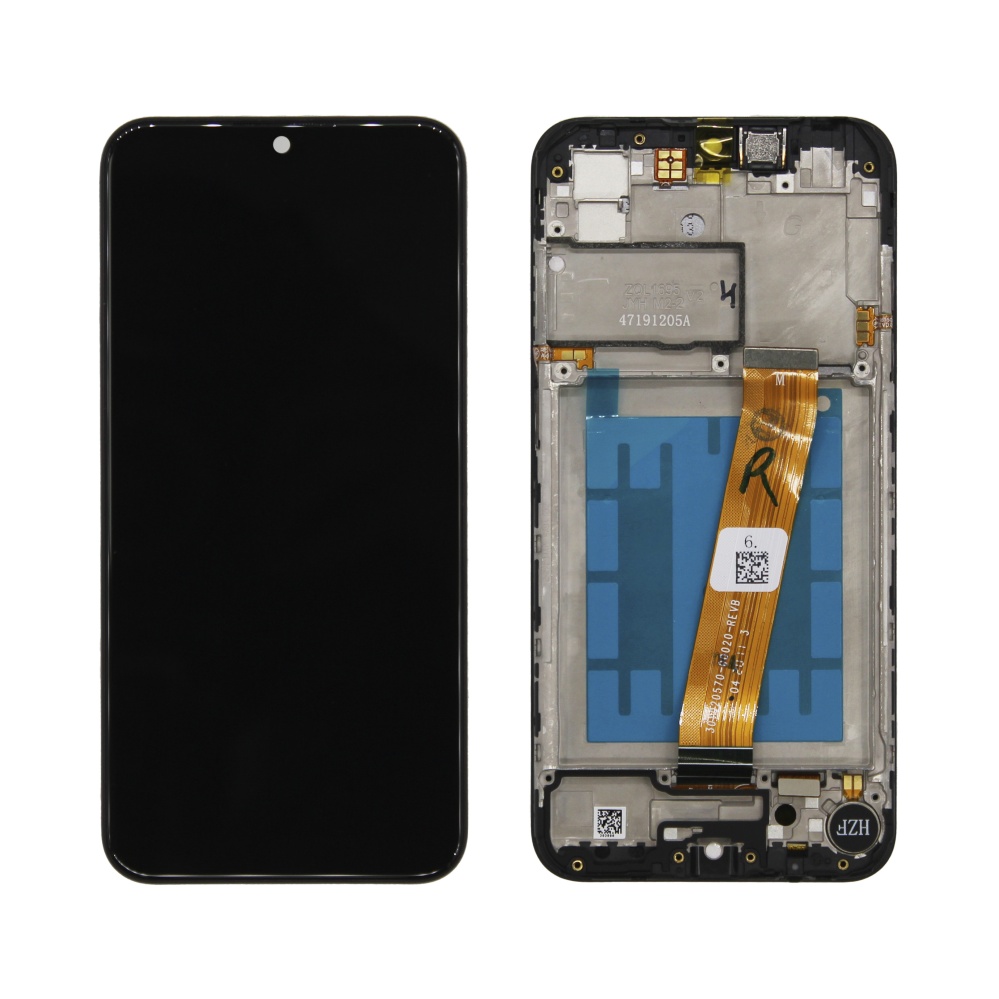 Дисплей в сборе с тачскрином для Samsung A015F (A01) широкий коннектор (Черный) - в рамке (OR SP)