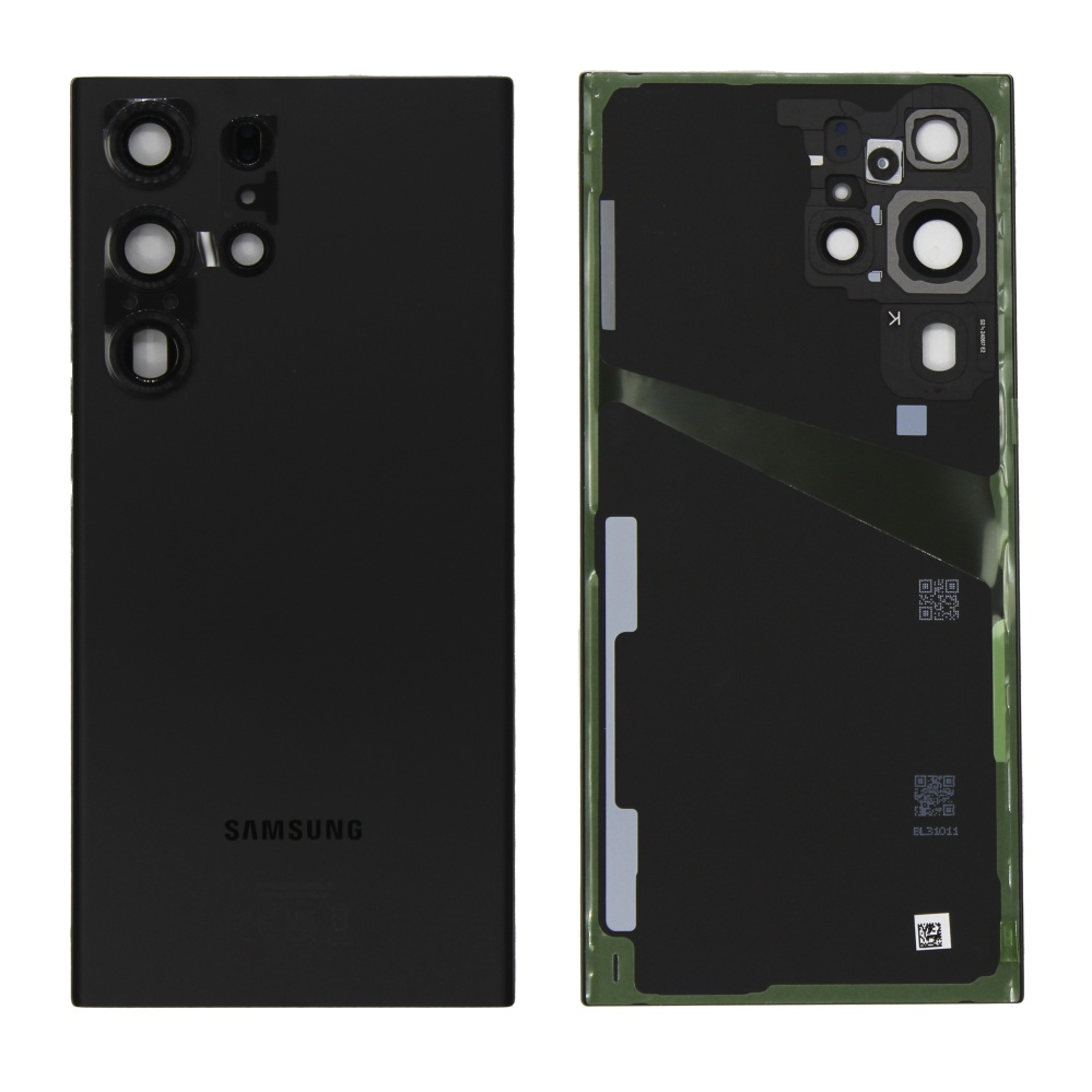 Задняя крышка для Samsung S918B (S23 Ultra) (Черный) - со стеклом камеры OR100%