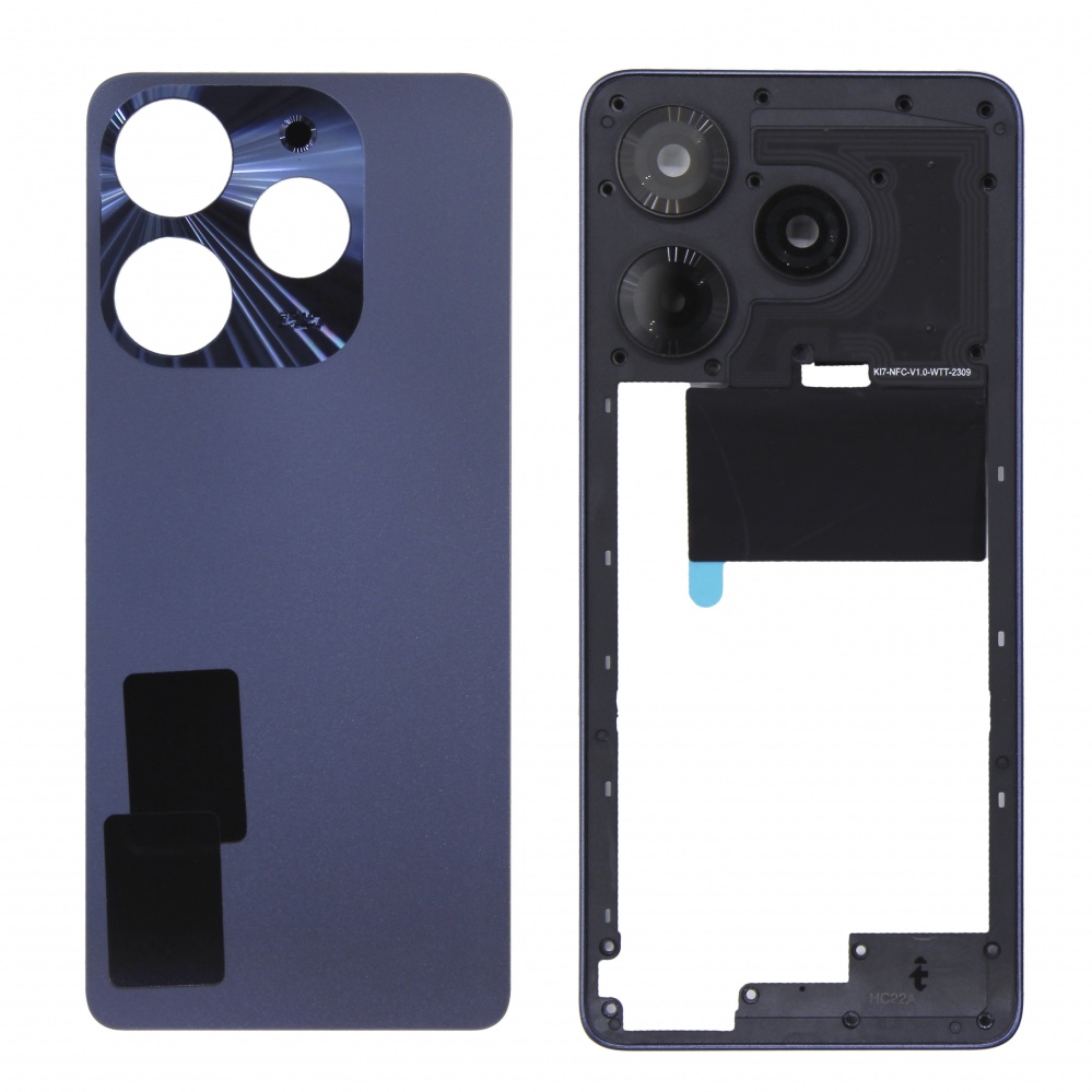 Задняя крышка для Tecno Spark 10 Pro (Черный) - со стеклом камеры