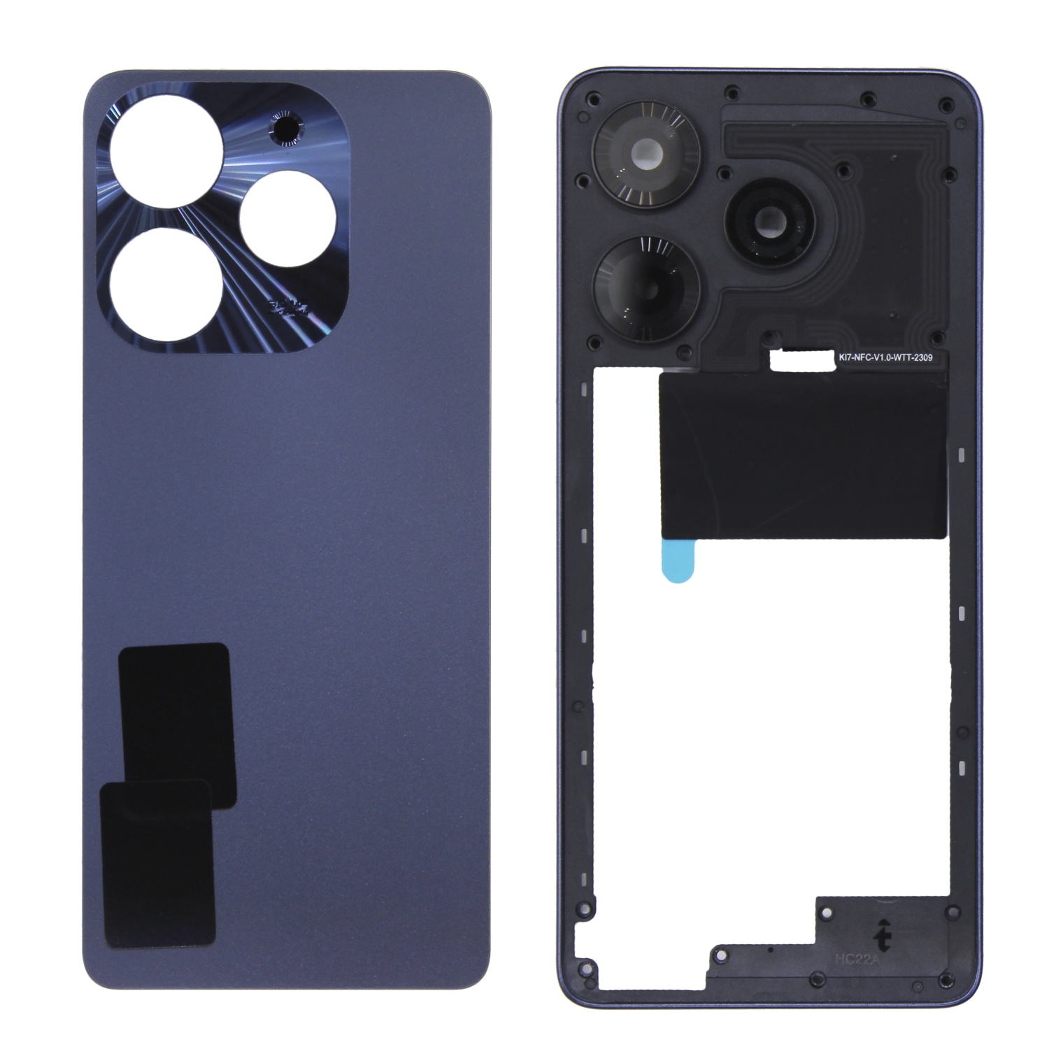 Задняя крышка для Tecno Spark 10 Pro (Черный) - Премиум