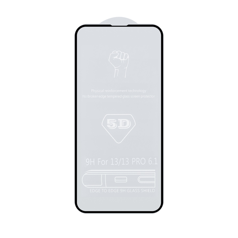 Защитное стекло "Полное покрытие" для iPhone 13/13 Pro/14 (Черный) -  загнутое/олеофобное покрытие