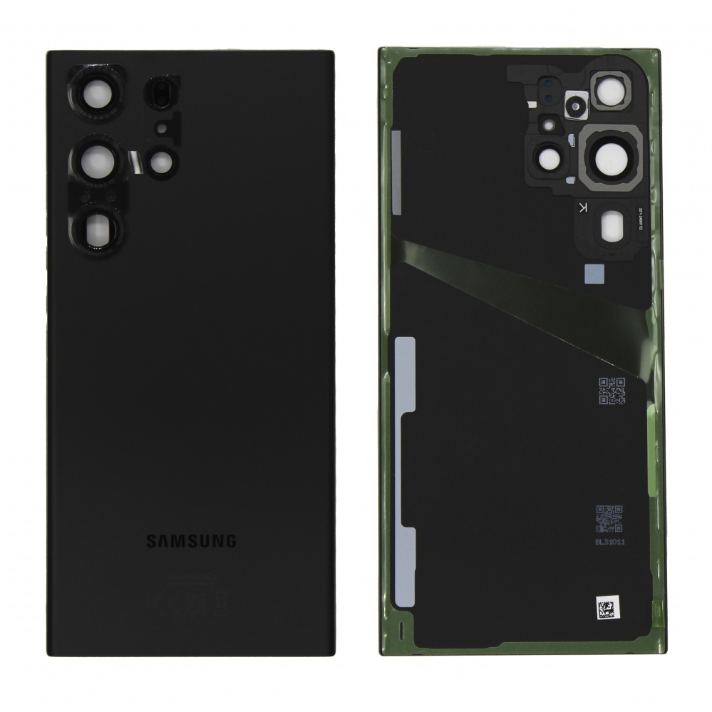 Задняя крышка для Samsung S918B (S23 Ultra) (Черный) - со стеклом камеры OR100%