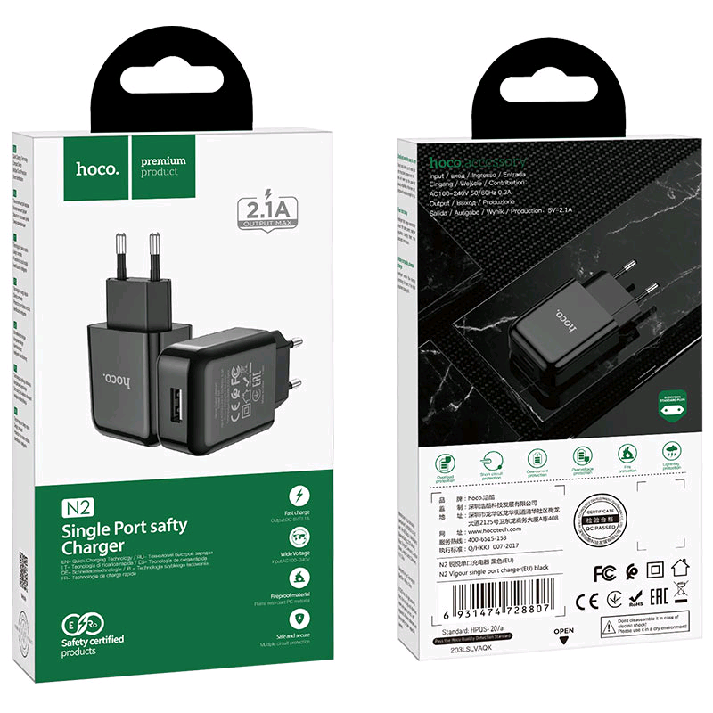 Сетевое зарядное устройство HOCO N38 (USB, Type-C) (Черный) Сетевое зарядное устройство HOCO N38 (USB, Type-C) (Черный)
