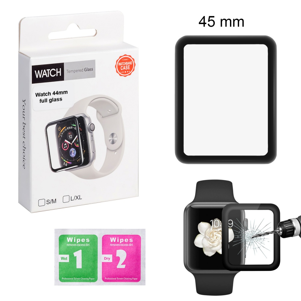 Защитное стекло "Полное покрытие" для Apple Watch (45 мм) (Черный) Защитное стекло "Полное покрытие" для Apple Watch (45 мм) (Черный)