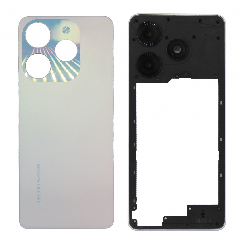 Задняя крышка для Tecno Spark 10 Pro (Белый) - со стеклом камеры